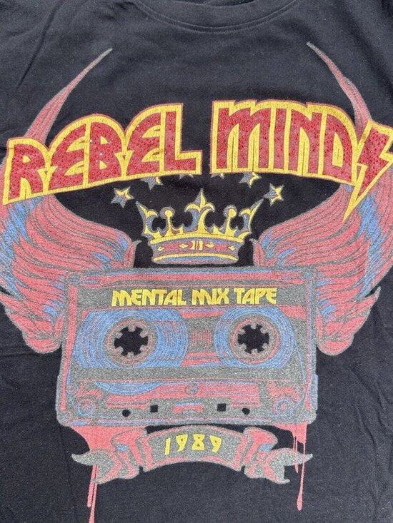 Rebel Minds Shirt Mens 2XL Black Mental Mixtape Cassette Retro Style Tee - Picture 3 of 7